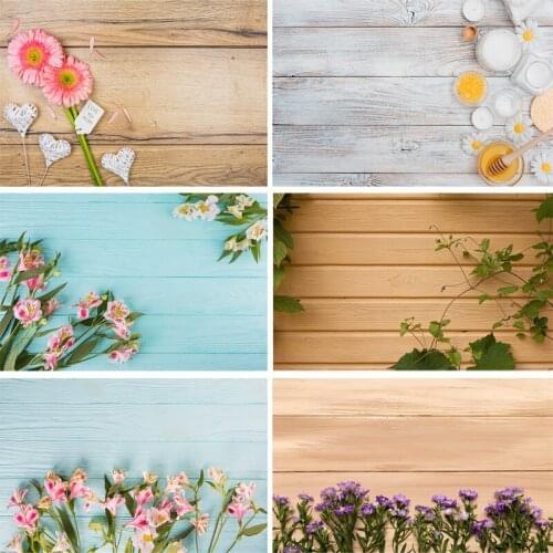 SHENGYONGBAO Vinyl Custom Photography Backdrops Prop Flower and Wooden Planks Photography Background 200212SU-07