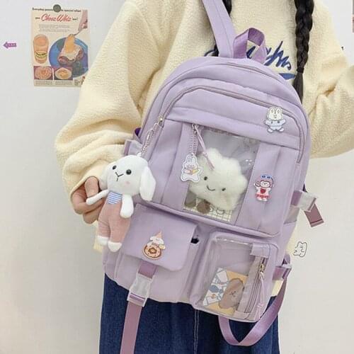 Waterproof Nylon Backpack Women 2021 Solid Color School Bag For Teenage Girl Anti-Theft Travel Backpack Purse For Women Luxury50