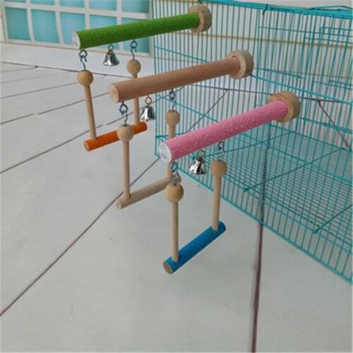 High Quality Cage Supplies Bird Toys Hanging Bridge Chew Toys Wooden Hamster Parakeet Hammock Swing Scrub Stick Bird Accessories