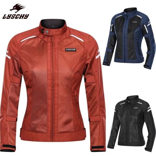 LYSCHY Womens Summer Motorcycle Jacket 3D Mesh Breathable Anti-fall Motorcycle Racing Jersey Body Protection CE Certification