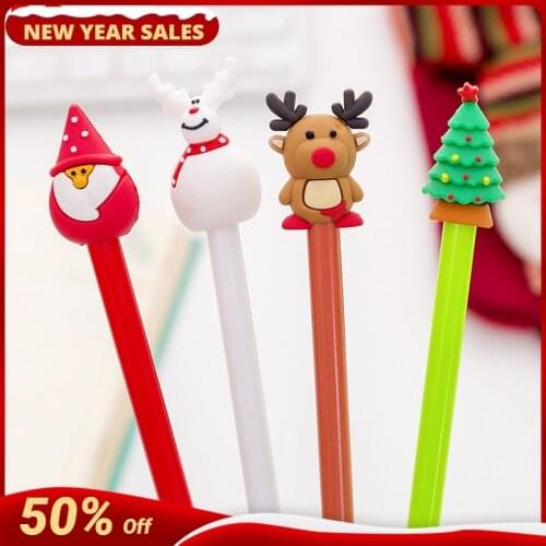 10 Pcs Cartoon Gel Pens School Students Stationery Cute Gel Pens Christamas Pen Office Supplies Bear Kawaii Caneta wholsell
