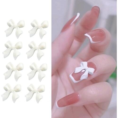 20Pcs/Set Nail Bowknot Decoration Frosted 3D Effect Resin Nail Art Decorations Colorful Bow Ornament for Female