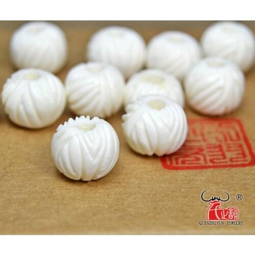 20PCS Natural yak bone bead hand-chain necklace DIY scatter beads for jewelry making Handmade Carved beads 12mm 10mm hole 2mm