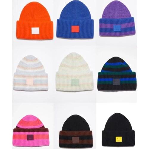 2021 AC Smiling face Beanie Skull Caps knitted Cashmere Eye Warm Couple Lovers Acne Hats Tide Street Hip-hop Wool Cap Adult