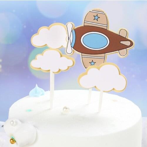 5pcs/Set Colorful Balloon Cloud Cake Topper Baby Shower Birthday Ball Cake Topper Flags Cake Dessert Wedding Decoration