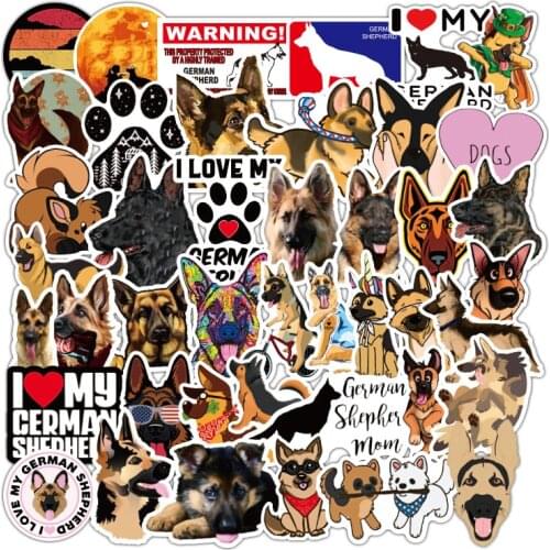 50pcs German Shepherd Dog Stickers Pets Animal Canis Lupus Familiaris DIY Creative Waterproof Suitcase Cartoon Decoration Decals