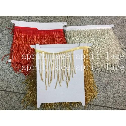A002 gold/silver/red 10 yards/bag 8-13 cm width beads ribbon fringe tassel for garment/decorative/wedding bridal gown dress