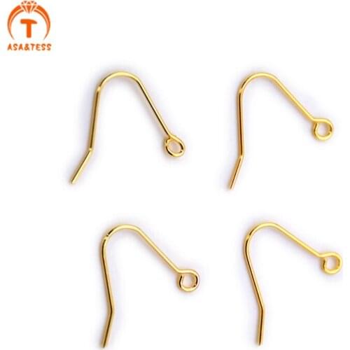 ASA&TESS 50Pcs High quality basic brass hook ear wires earring hooks fish hook earring wires french hook earrings