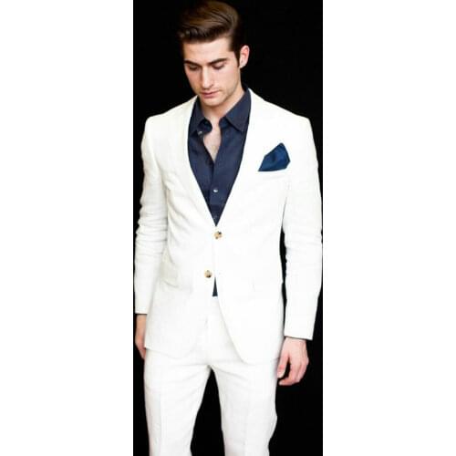 White Groom Tuxedo for Wedding Suits Men Peak Design traje de hombre Best Man Blazer Costume Homme Slim Terno Masculino 2Piece