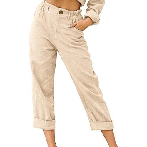 Elastic Waist Woman Pants Solid Color Casual High Waist Straight Loose Casual Trousers Ladies Clothing