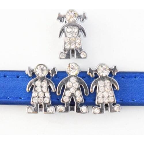 10mm Hole Crystal Cute Boys Girls Slide Charms Enamel Beads DIY Accessories Handmade Jewelry For Bracelets Key Chains Pet Collar