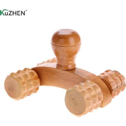 Solid Wood Full-body Four Wheels Wooden Car Roller Relaxing Hand Massage Tool Reflexology Face Hand Foot Back Body Therapy