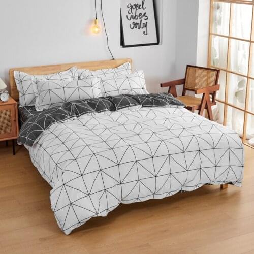 Black White Geometry Simple Modern Comforter Bedding Set Luxury Fashion King Queen Twin Size Bed Linen Duvet Cover Set Gifts