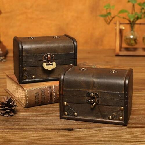 European Style Vintage Style Wooden Metal Lock Decorative Storage Box Jewelry Box Handmade Jewelry Gift Organization Storage Box