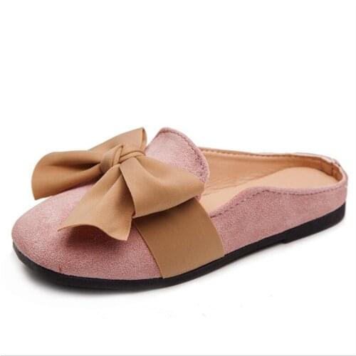 Childrens small shoes girls Bowknot Shoes Pink princess slippers new girls' shoes in spring 2021 soft house flat shoes 26-35