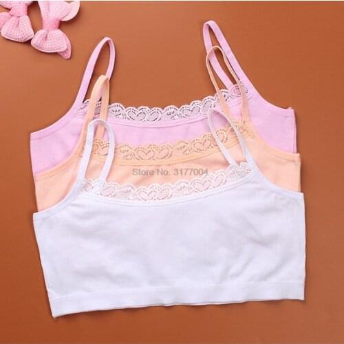 DHL 200pcs Teenage Girls Cutton Lace Wireless Young Training Bra Teens Puberty Clothing