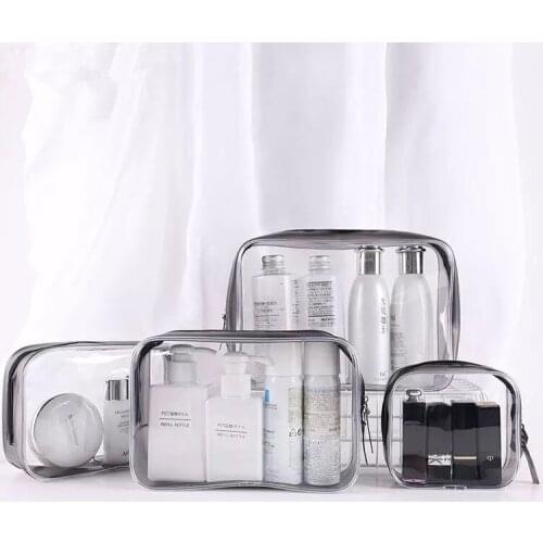 Travel Transparent Cosmetic Bag PVC Women Zipper Clear Makeup Bags Beauty Case Make Up Organizer Storage Bath Toiletry Wash Bag