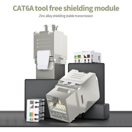 Cat6A Keystone Jack 10GB Shielded FTP Zinc Alloy RJ45 Module Network Connector Adapter