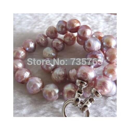 HOT 11*12mm Lavender Kasumi Freshwater Pearl Necklace Jewelry A