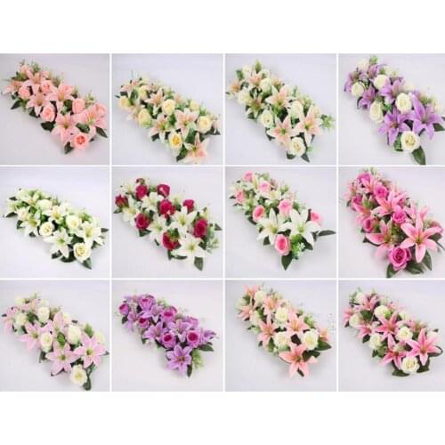 Artificial flower row arch flower wall lily arch high imitation rose DIY wedding road lead party Christmas decor High-grade silk