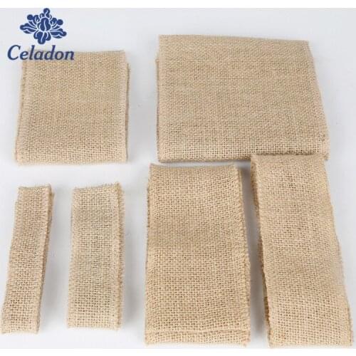 5M/lot Natural Jute Hessian Burlap Ribbon Rustic DIY Wedding Decorations Jute Burlap Wholesale Upholstery Supplies