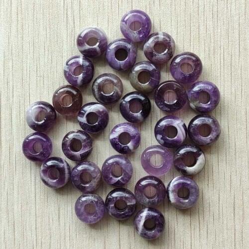 Fashion good quality natural stone round shape big hole Charms beads For Bracelet making 30pcs/lot wholesale free