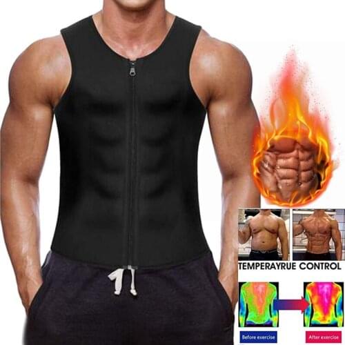 Mens Sauna Vest Workout Body Shaper Abdomen Reducing Shapewear Sweat Girdle Waist Trainer Belt Corset Tank Top Shirt Fat Burning