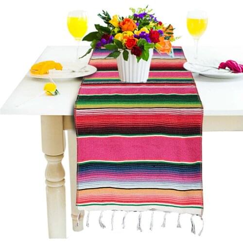 New Table Runner Cloth Bright Color Manual Tassel Fine Workmanship Mexican Serape Striped Table Decoration Stripe Tassel 2020