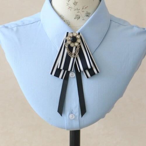 New Woman Brooches Pins Big Ribbon Striped Bowknot Long Tassel Bow Tie Collar Dress Fashion Jewelry Man Shirts Accessories