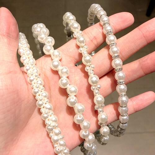 New Women Elegant Full Pearls Simple Hairbands Sweet Headband Hair Hoops Holder Ornament Head Band Lady Fashion Hair Accessories