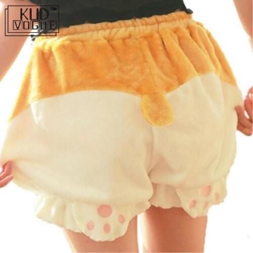 Restock Cute Sleep Bottoms Shorts Women Lolita Kawaii Corgi Butt Shorts Harajuku Pumpkin Bloomers Pajamas Elastic Waist 8446