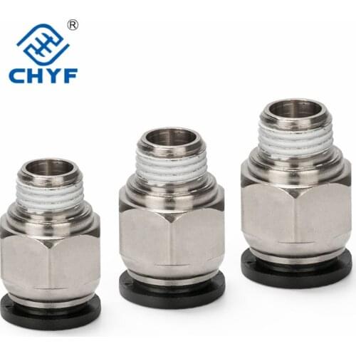 PC series Pneumatic straight male thread Direct Way quick connecting plastic nickel brass pneumatic Pipe Tube Fitting