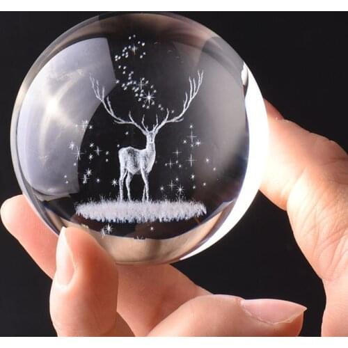 Gift Home Decoration Accessories for Living Room Ornaments Birthday Present Crystal Ball Four Leaves Clover Elk Galaxy Dandelion