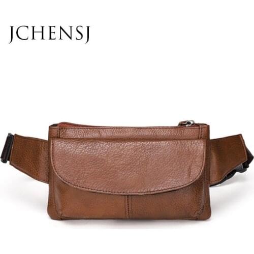 JCHENSJ Genuine Leather Waist Bag Men Multifunction Mens Belt Bag Mobile Phone Bag Casual Commuting Fanny Pack For Men