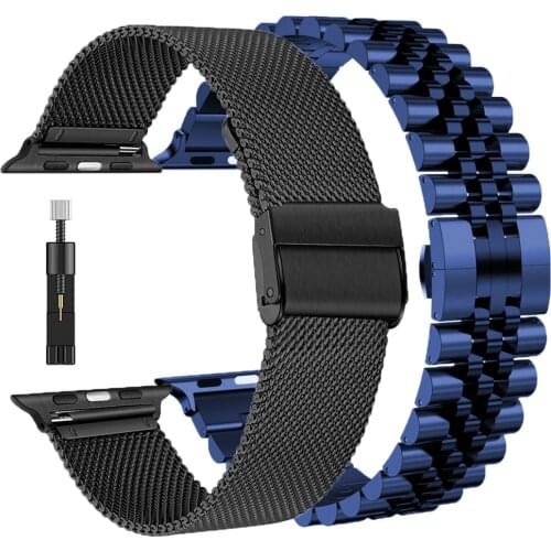 2 set watchband for apple watch se 6 44mm 40mm band for iwatch series 5 4 3 42mm 38mm strap Stainless Steel mesh loop Bracelet