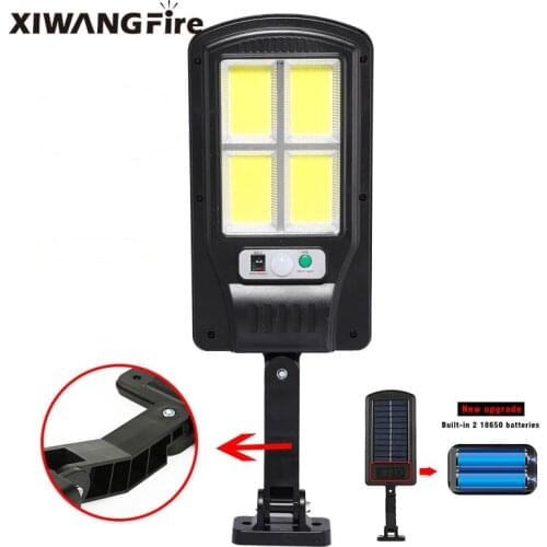 LED Solar Light PIR Motion Sensor Remote Control Light Outdoor Waterproof Wall Light Built-in 2 Section 18650 Battery Wall Light