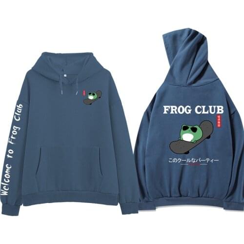 Frog on A Skateboard Sweatshirt Harajuku Ulzzang Oversized Hoodie Women Cotton Cute Pullovers for Women Fashion Pocket Hoody