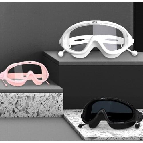 Big Frame Waterproof Anti-fog HD Swimming Goggles Earplug Silicone Swim Glasses Professional Adult Unisex Swimming Equipment -40
