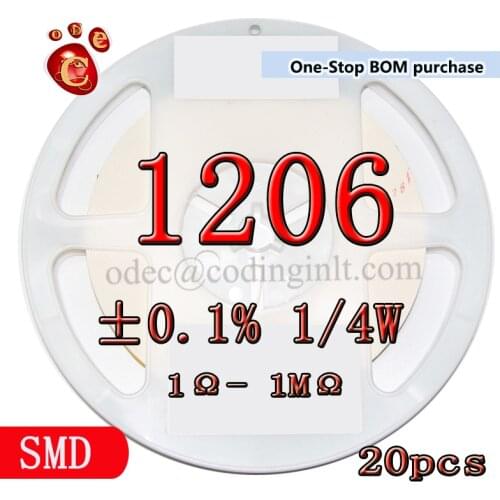 1206 0.1% 0.001 1/4W High precision fil Chip 1KR-2.2MR 30K 40.2K 56K 68K 127K 316K 680K millesimal thousandth Resistor 20pcs/lot