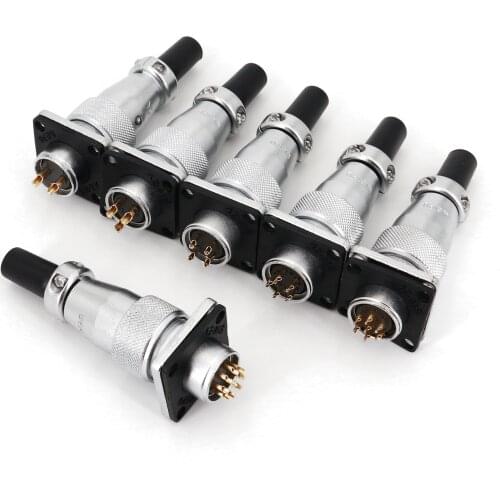 1Pair WS16 Square Flange 16mm Chassis Panel Mount 2/3/4/5/7/9 Metal Aviation Circular Cable Connector