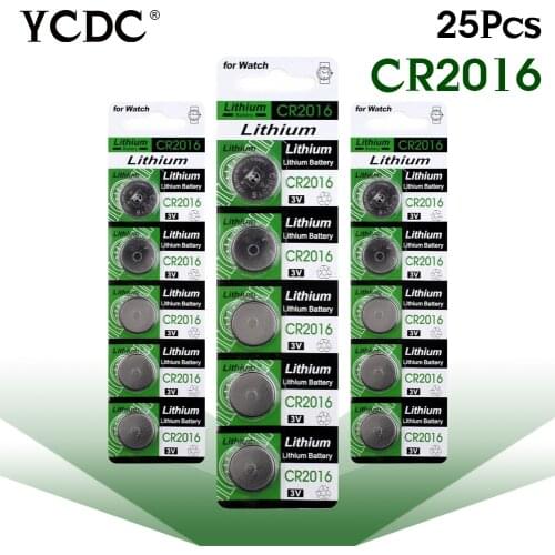 YCDC 25pcs 3V Lithium Button Coin Cells Batteries KCR2016 LM2016 BR2016 DL2016 CR2016 Disposable Battery for Watch Remote Toy