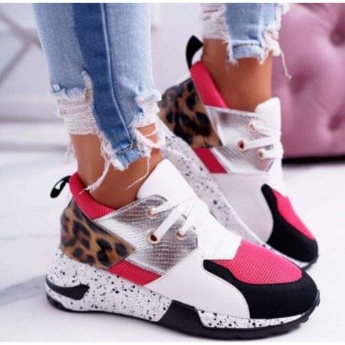 2020 Autumn Women Sneakers Casual Shoes Fashion Contrast Color Leopard Sport Shoes Ladies Chunky Sneakers Female Platform Shoes