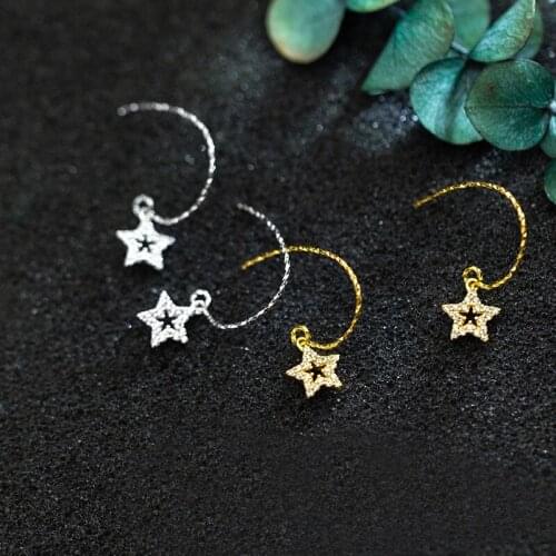 MloveAcc High Quality 925 Sterling Silver CZ Star Drop Earrings for Women Fine Jewelry Gift Your Bestie Dropshipping