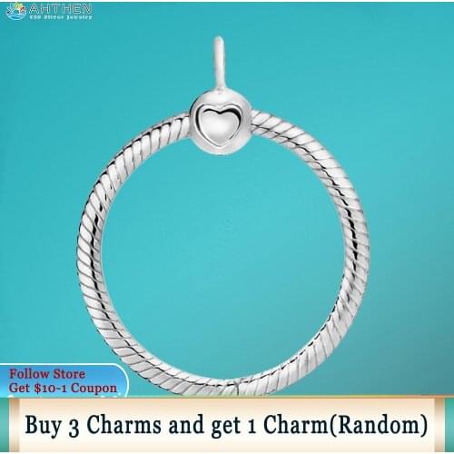 Ahthen 925 Sterling Pendant Silver Color Silver O Pendant fit Original Pandora Necklaces Women Jewelry Making Girl Birthday Gift