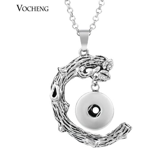 10pcs/lot Vocheng Snap Button Charms Vintage Pendant Necklace 18mm Jewelry with Stainless Steel Chain NN-313*10 Free Shipping