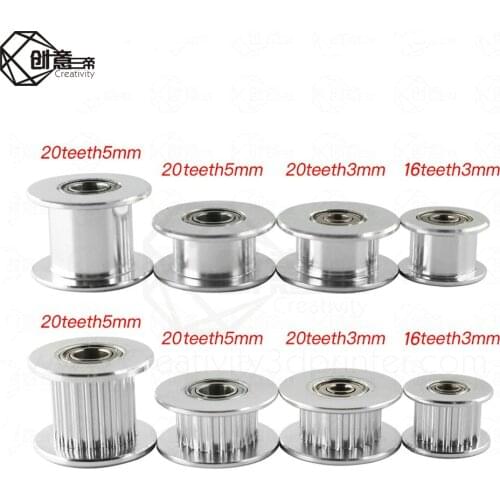 10pcs GT2 Idler Timing Pulley 16/20 Tooth Wheel Bore 3/5mm Aluminium Gear Teeth Width 6/10mm 3D Printers Parts For pulley Part