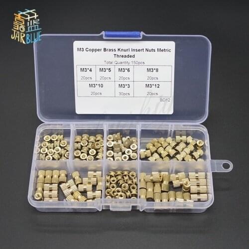 High quality 150pcs M3(3mm) Brass Knurled Nuts Insert Embedded Nuts Kit