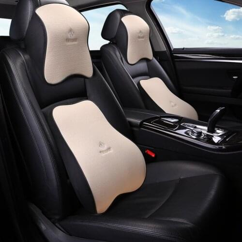 KKYSYELVA 3D Car Seat Headrest Lumbar Cushion Neck Support Memory Back Brace Pillow Supports Ergonomics Auto Accessories Waist