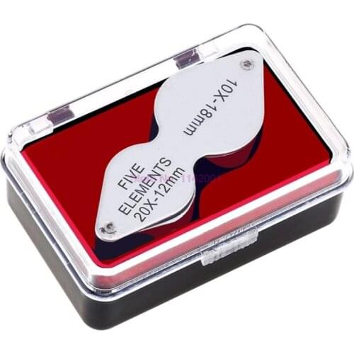 50pcs 10X 20X 11mm Triplet Magnifier Jeweler Jewelry Eye Loupe Pocket Size Jewllery Magnifier Portable Magnifying Glass Metal