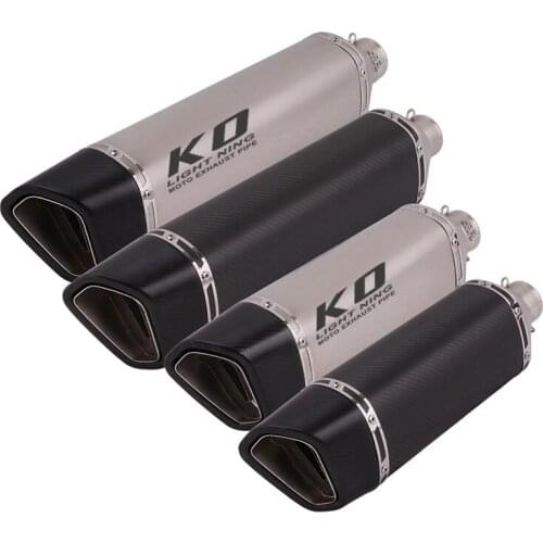 51mm Universal Motorcycle Exhaust Vent Pipe With Muffler 470/570mm Stainless Steel And Carbon Fiber For ATV Street Bike